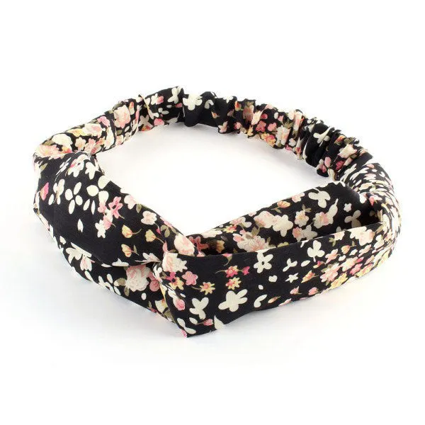 1 X Fashion Women Girl Hair Accessories Yoga Elastic Turban Floral Twisted Knotted Hair Band Headband