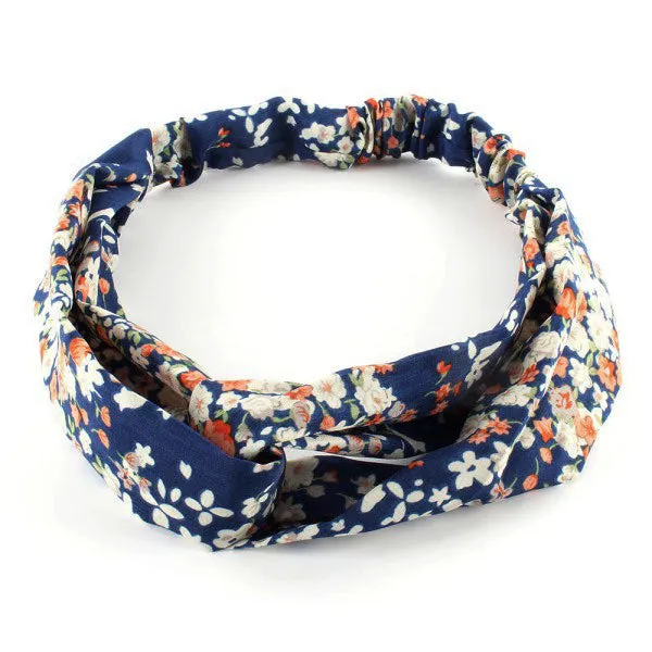 1 X Fashion Women Girl Hair Accessories Yoga Elastic Turban Floral Twisted Knotted Hair Band Headband