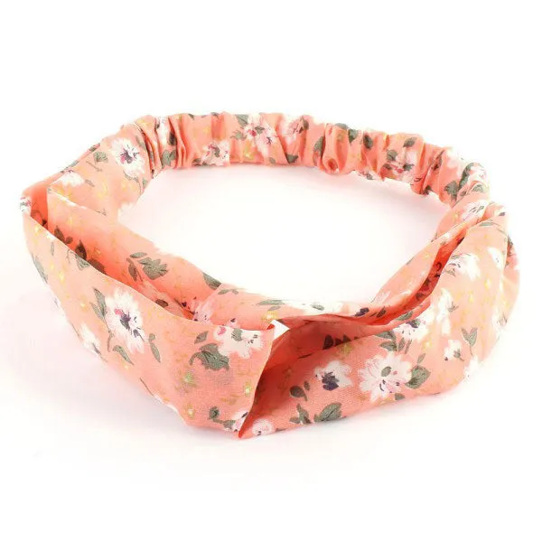 1 X Fashion Women Girl Hair Accessories Yoga Elastic Turban Floral Twisted Knotted Hair Band Headband