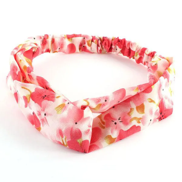 1 X Fashion Women Girl Hair Accessories Yoga Elastic Turban Floral Twisted Knotted Hair Band Headband