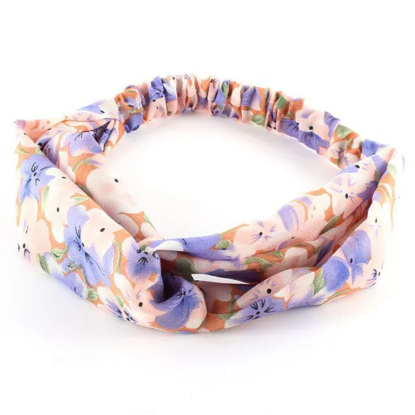 1 X Fashion Women Girl Hair Accessories Yoga Elastic Turban Floral Twisted Knotted Hair Band Headband