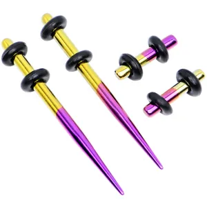 10 Gauge Yellow and Purple Titanium IP Steel Taper Plug Set