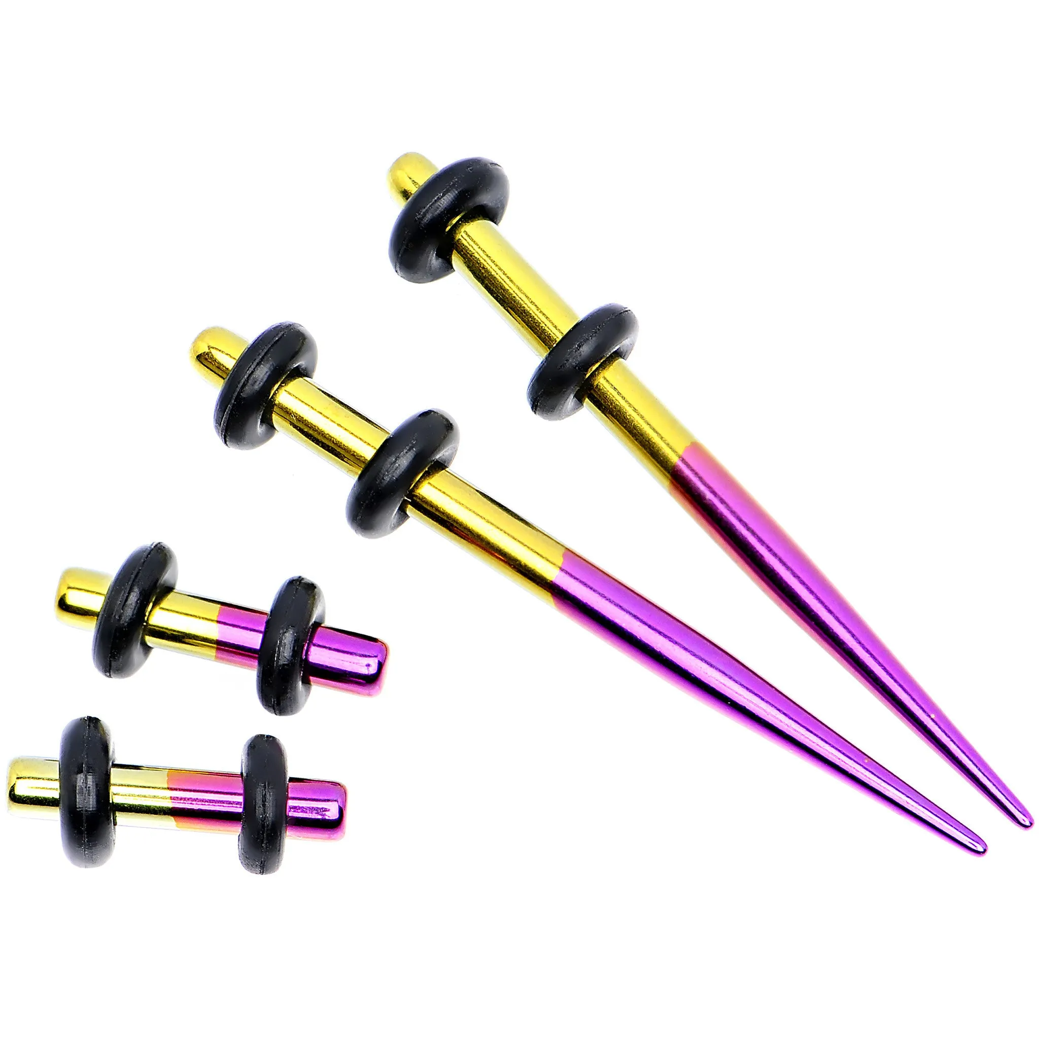 10 Gauge Yellow and Purple Titanium IP Steel Taper Plug Set