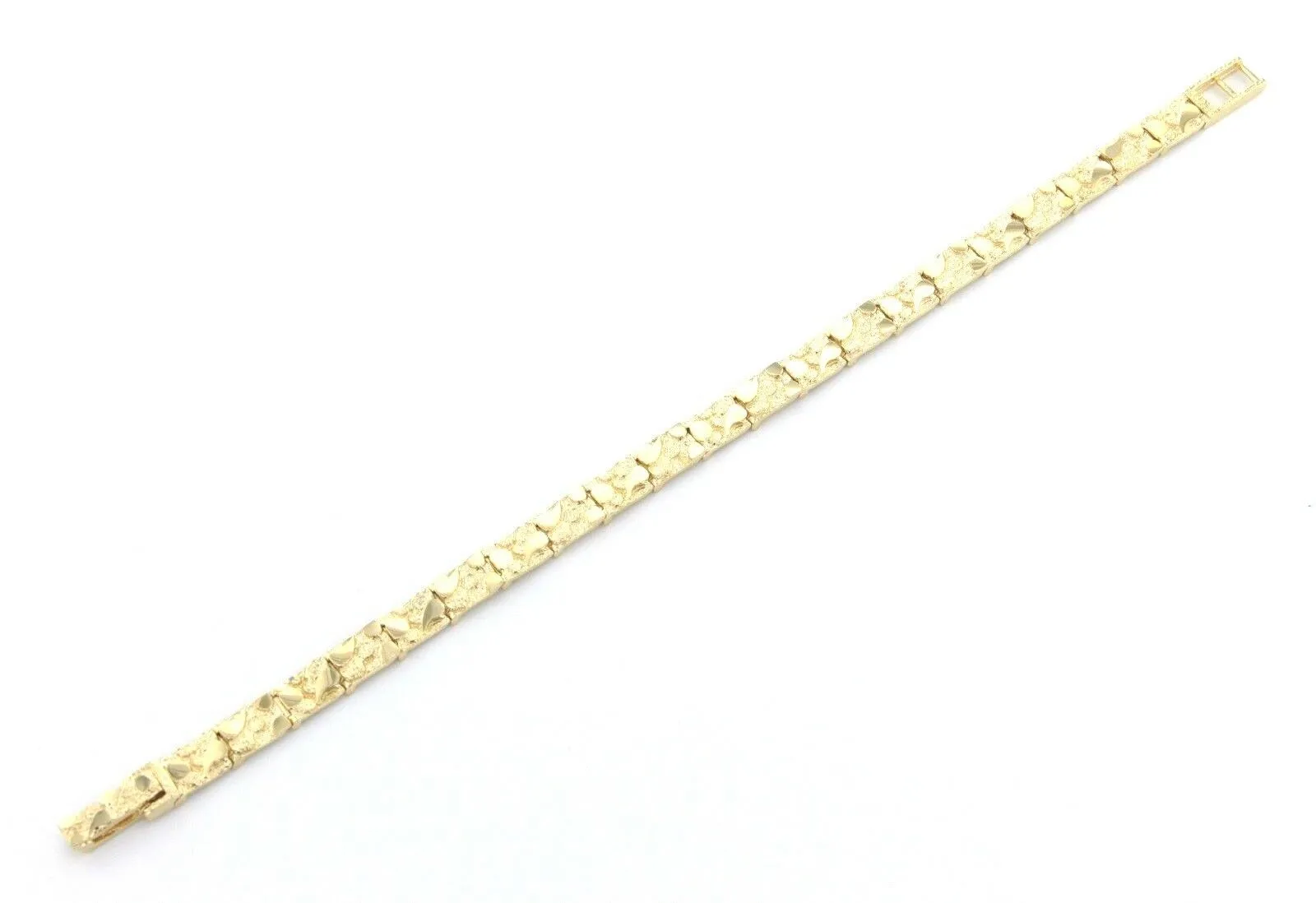 10k Yellow Gold Nugget Bracelet Adjustable 8-8.5" 7mm 15.1 grams