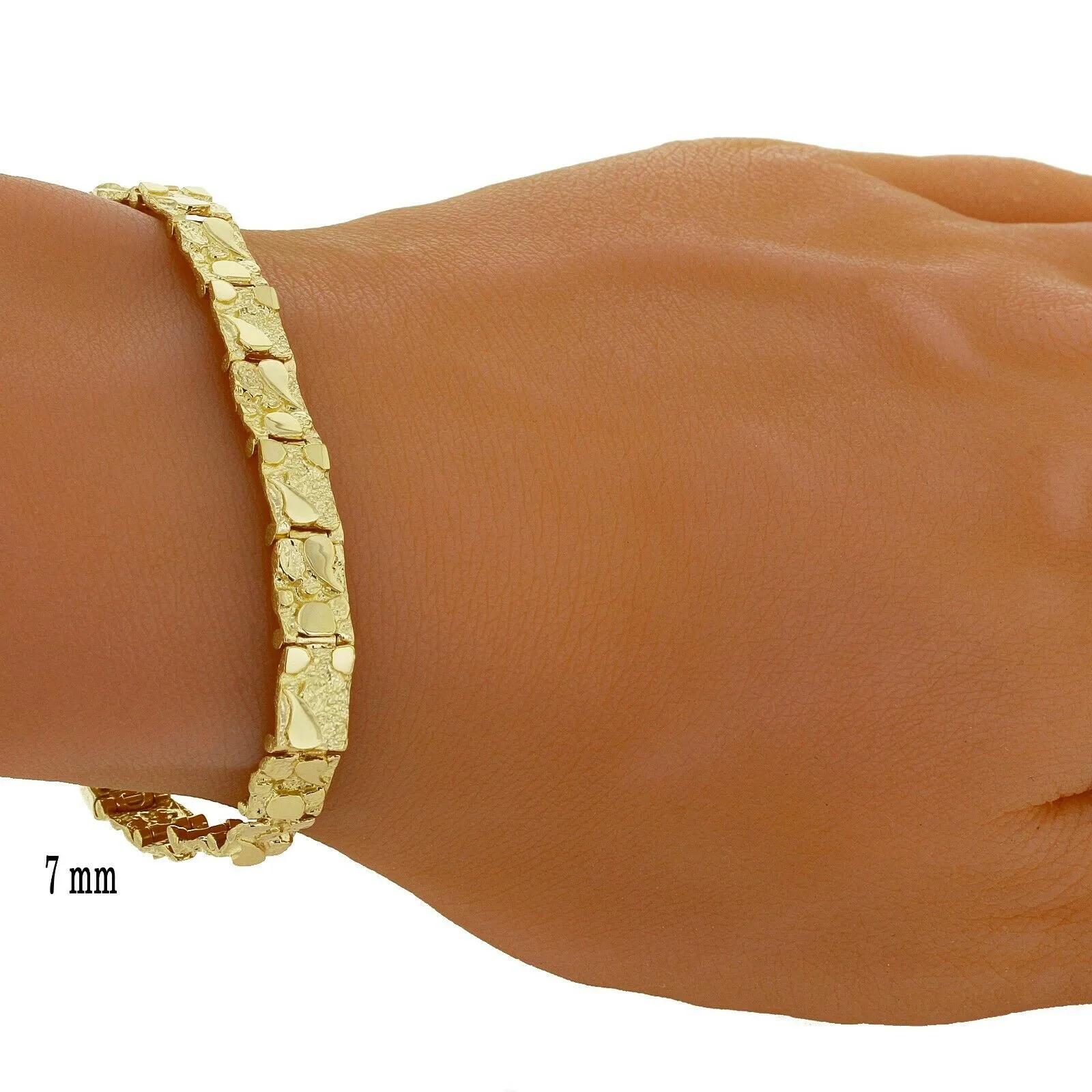 10k Yellow Gold Nugget Bracelet Adjustable 8-8.5" 7mm 15.1 grams