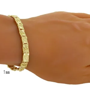 10k Yellow Gold Nugget Bracelet Adjustable 8-8.5" 7mm 15.1 grams