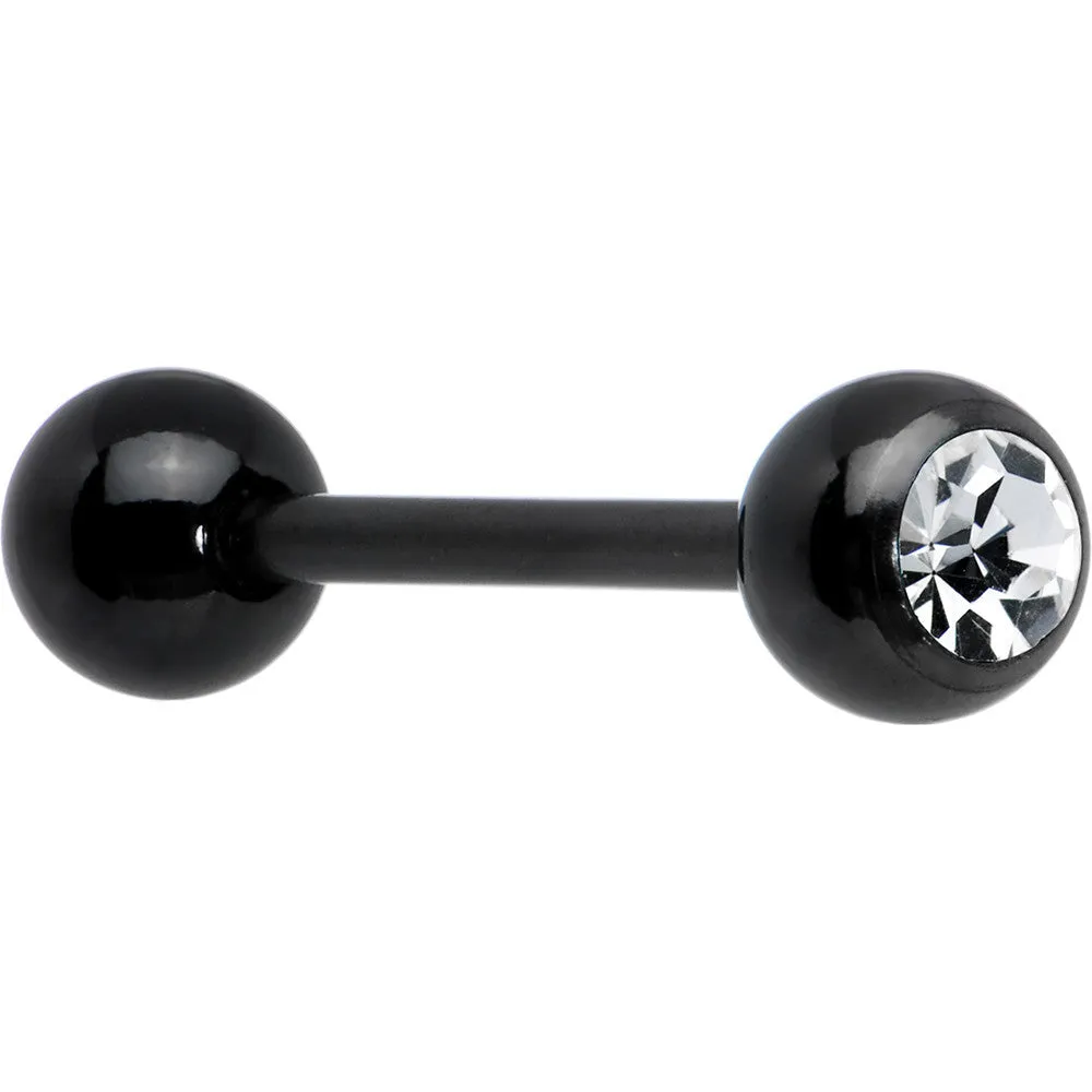 14 Gauge Gem Black Anodized Titanium Barbell Tongue Ring