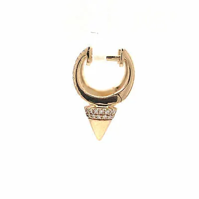 14K Diamond Stud Dangle Huggie Earring Yellow Gold