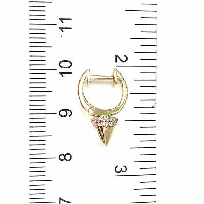 14K Diamond Stud Dangle Huggie Earring Yellow Gold