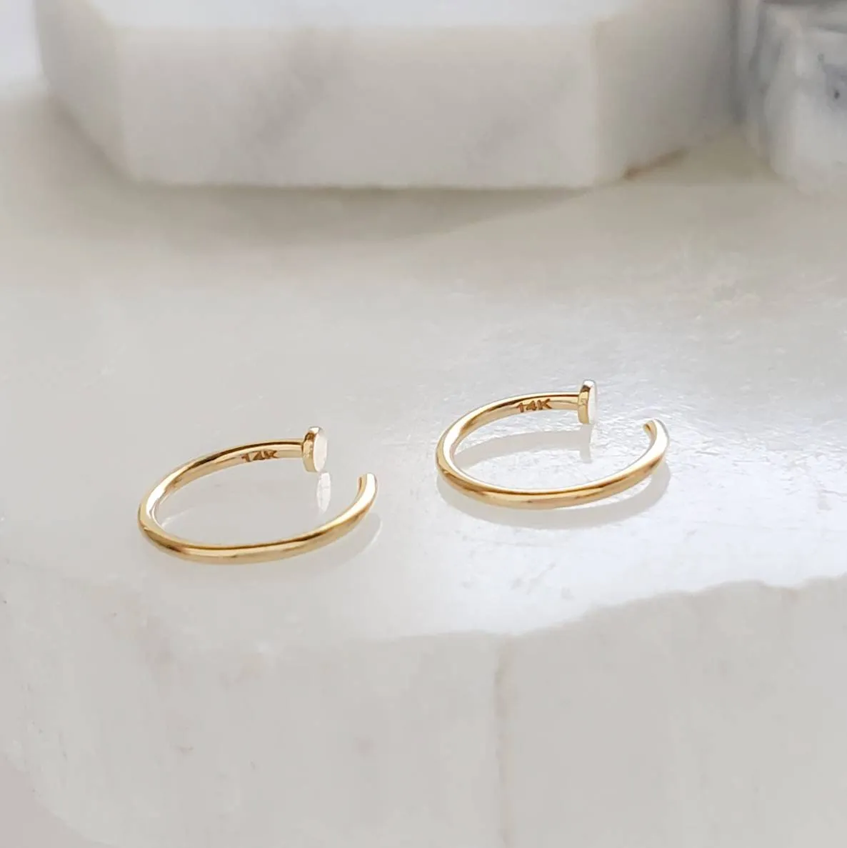 14k Gold Dot Hug Hoops