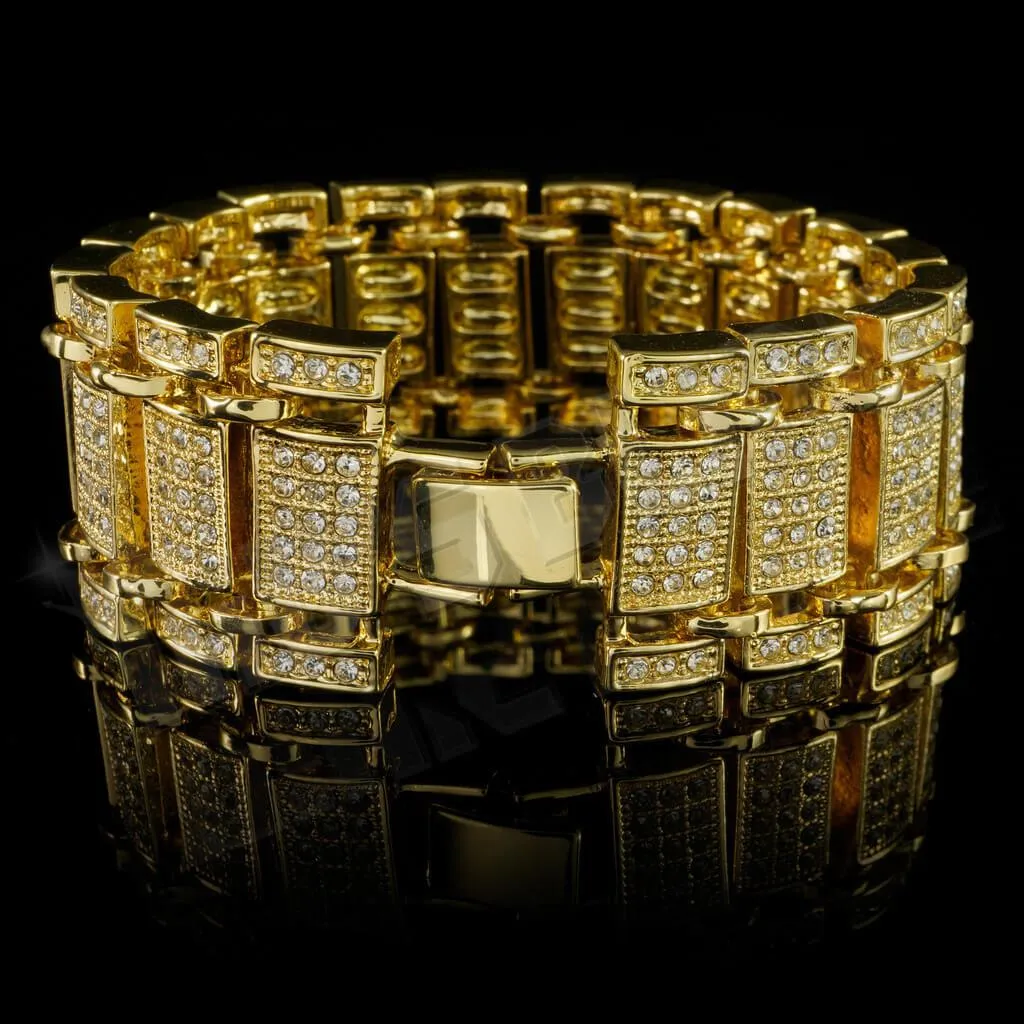 14k Gold Iced Ladder Bracelet