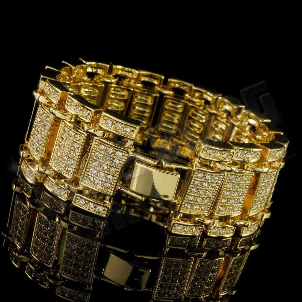 14k Gold Iced Ladder Bracelet