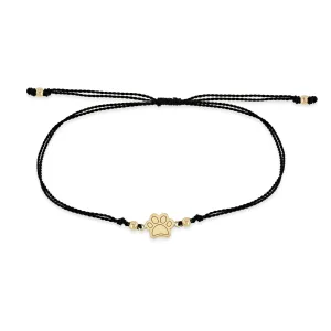 14k Midi Bitty Dog Paw Cord Bracelet