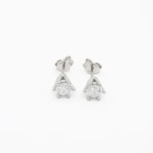 14k White CZ Stud Earrings (6.5MM) JTJ™