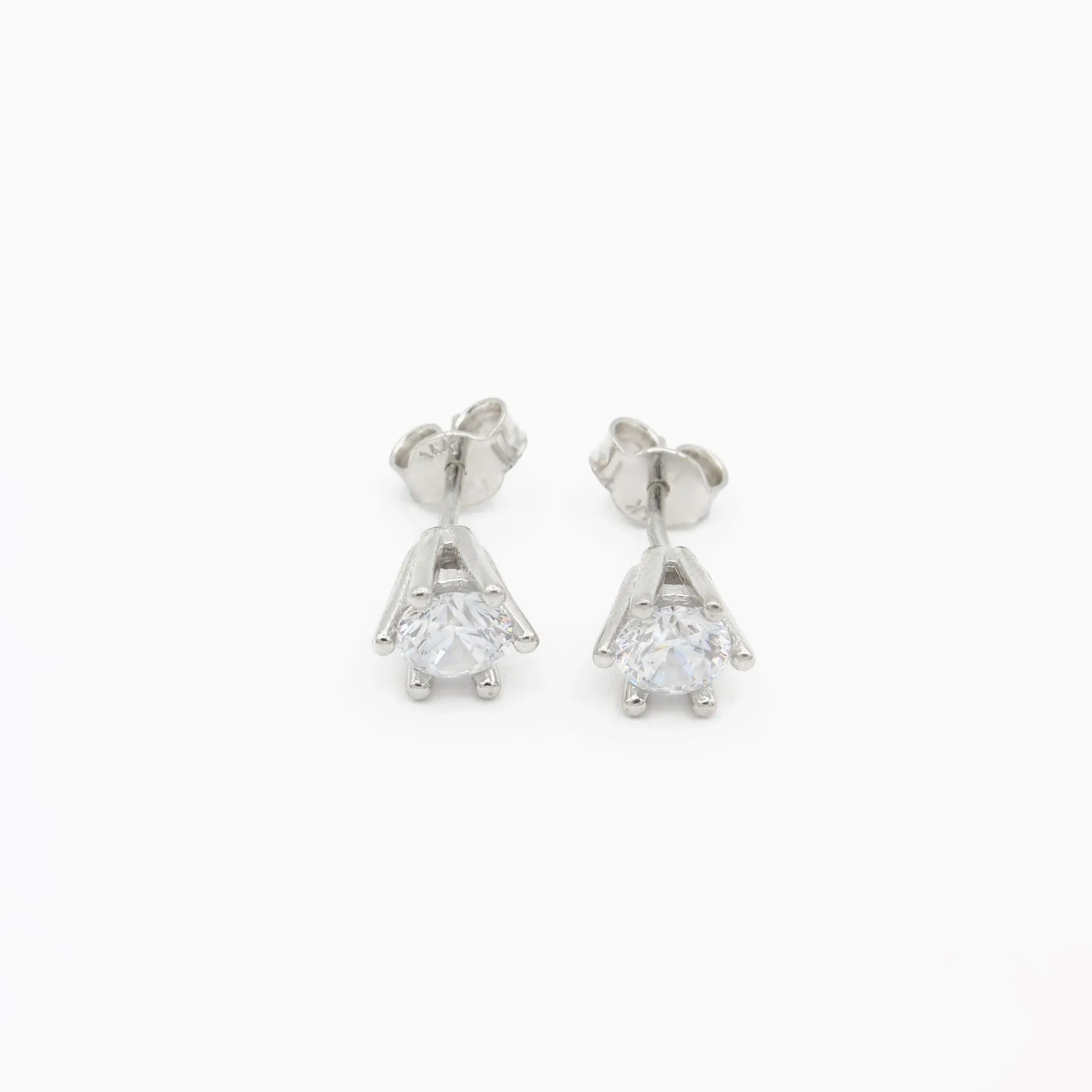 14k White CZ Stud Earrings (6.5MM) JTJ™