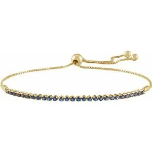 14K Yellow Natural Blue Sapphire Adjustable 9 1/2" Bolo Bracelet