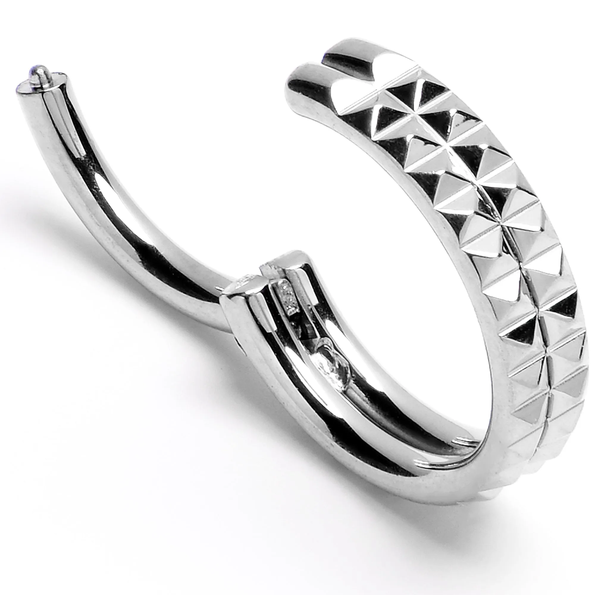 16 Gauge 5/16 Pyramid Cut Double Hoop 316L Surgical Steel Hinged Segment Ring