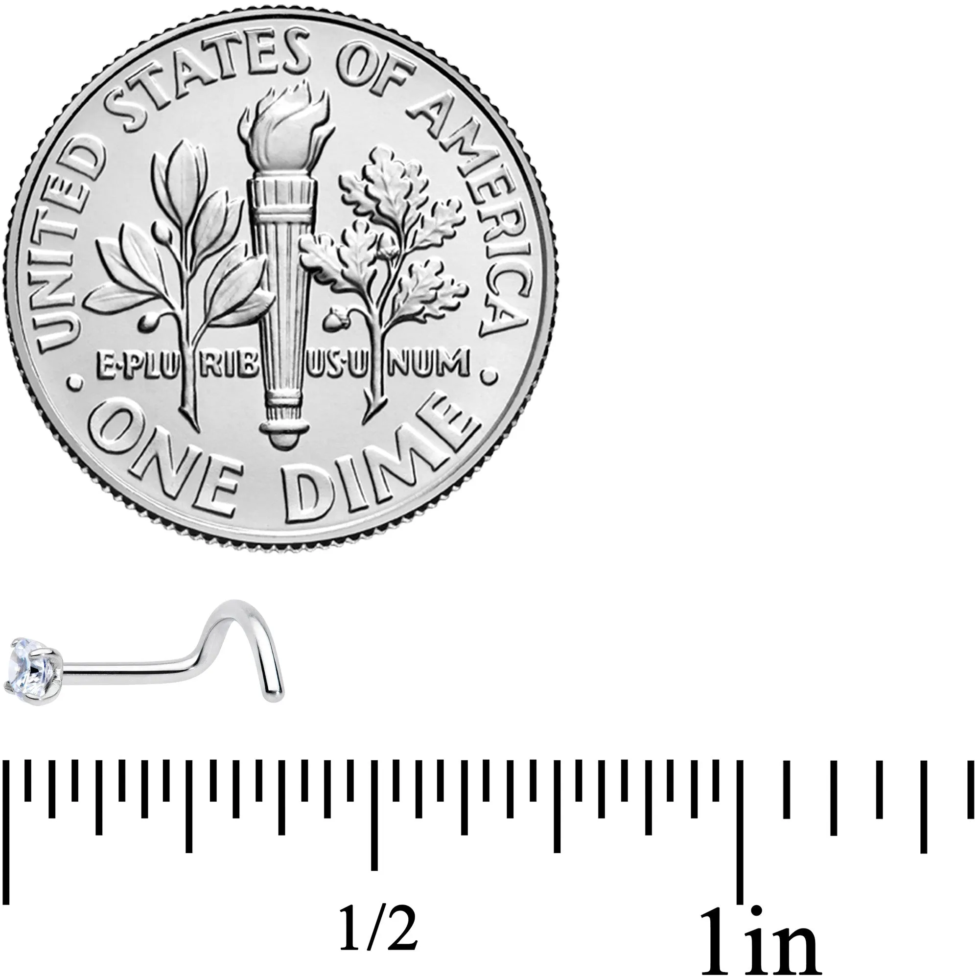 18 Gauge 7mm Clear 2.5mm CZ Gem Grade 23 Titanium Left Side Nose Screw