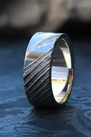 18k black stone timascus, gold lined