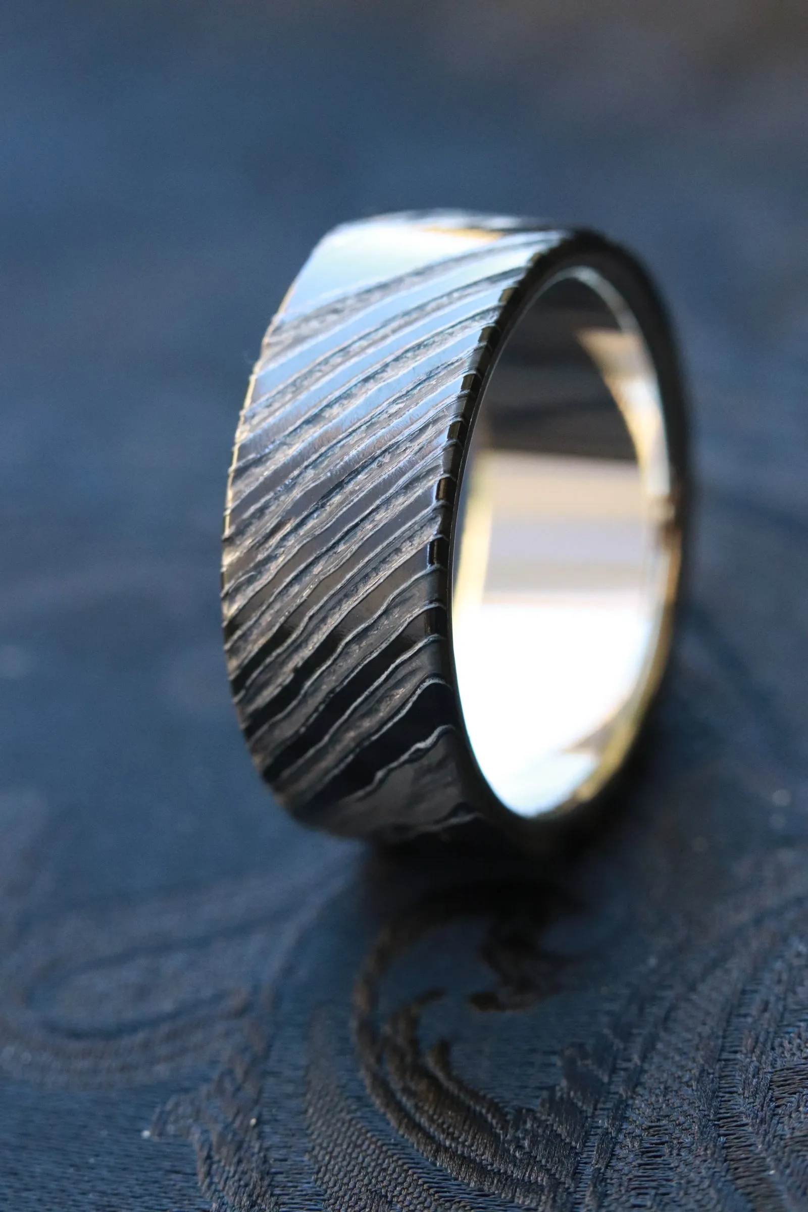 18k black stone timascus, gold lined