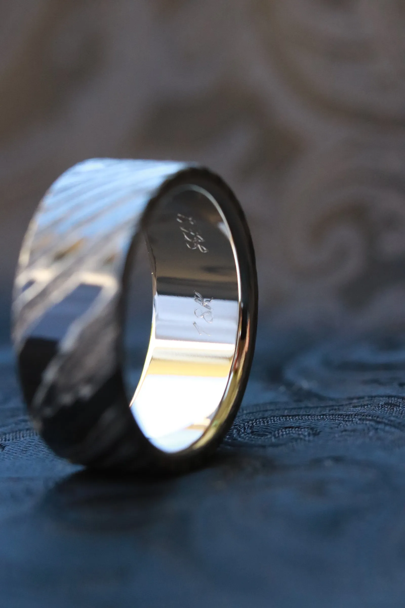 18k black stone timascus, gold lined