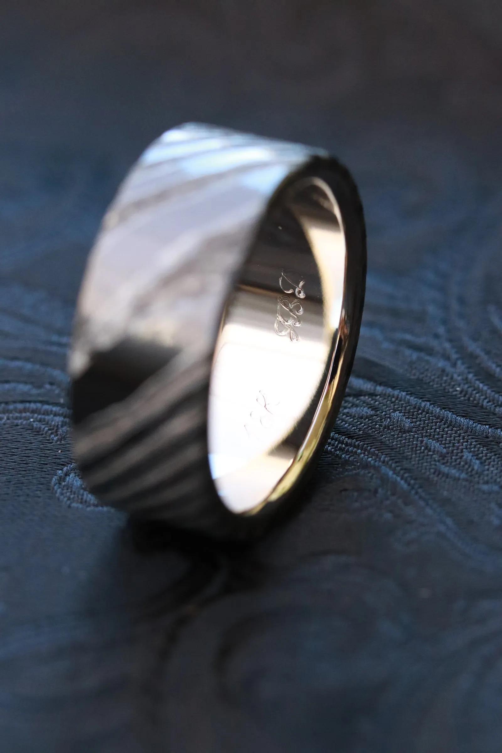 18k black stone timascus, gold lined