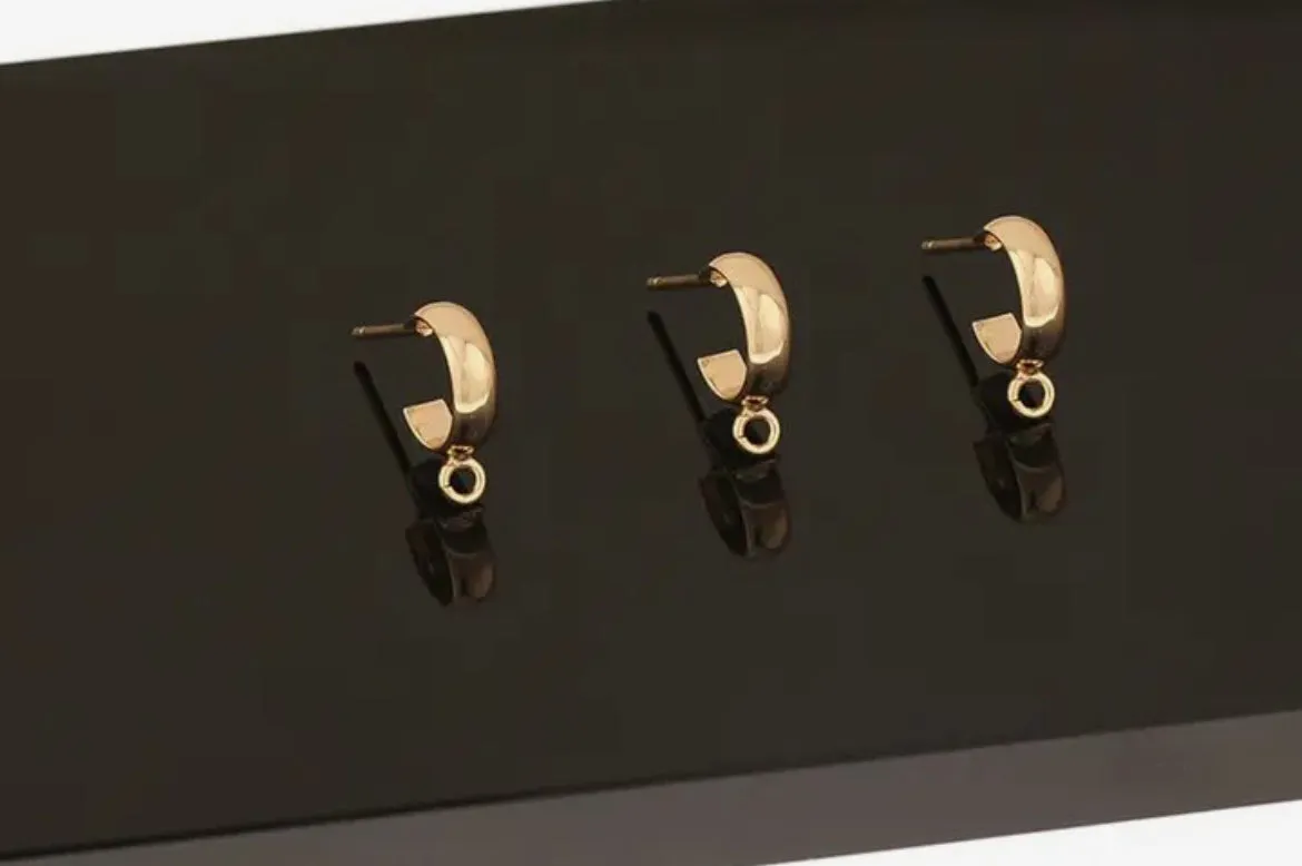 18K Genuine Gold plated small hoops x 8 pieces
