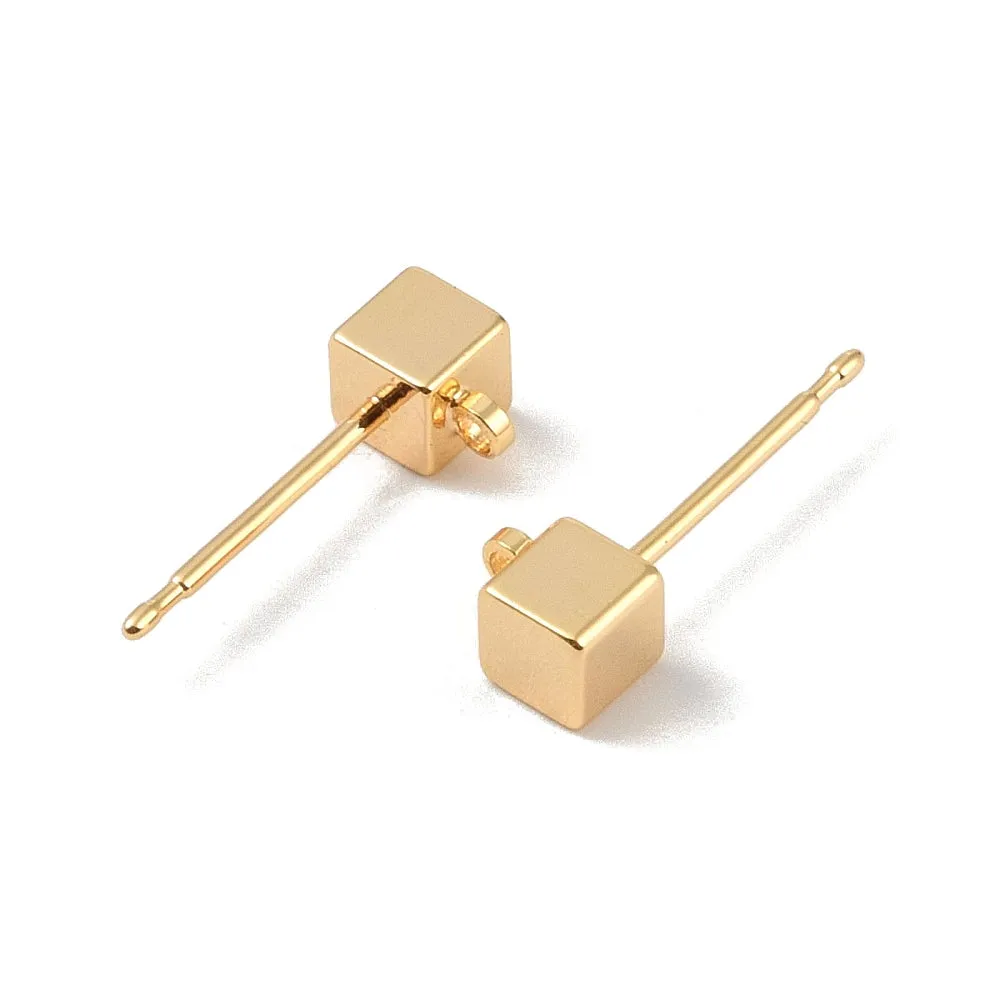 18K Genuine Gold plated small square stup tops  x 8 pieces