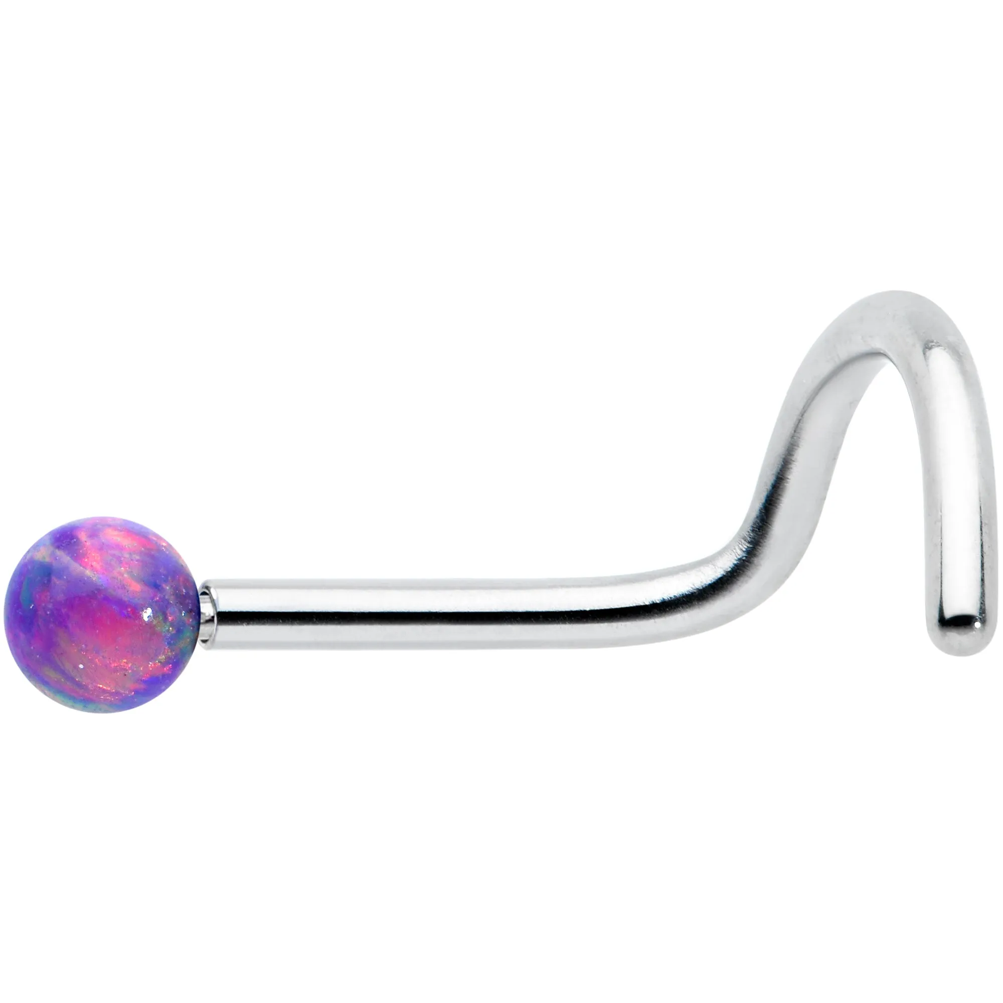 20 Gauge 1/4 Purple Synth Opal G23 Titanium Threadless Left Nose Screw
