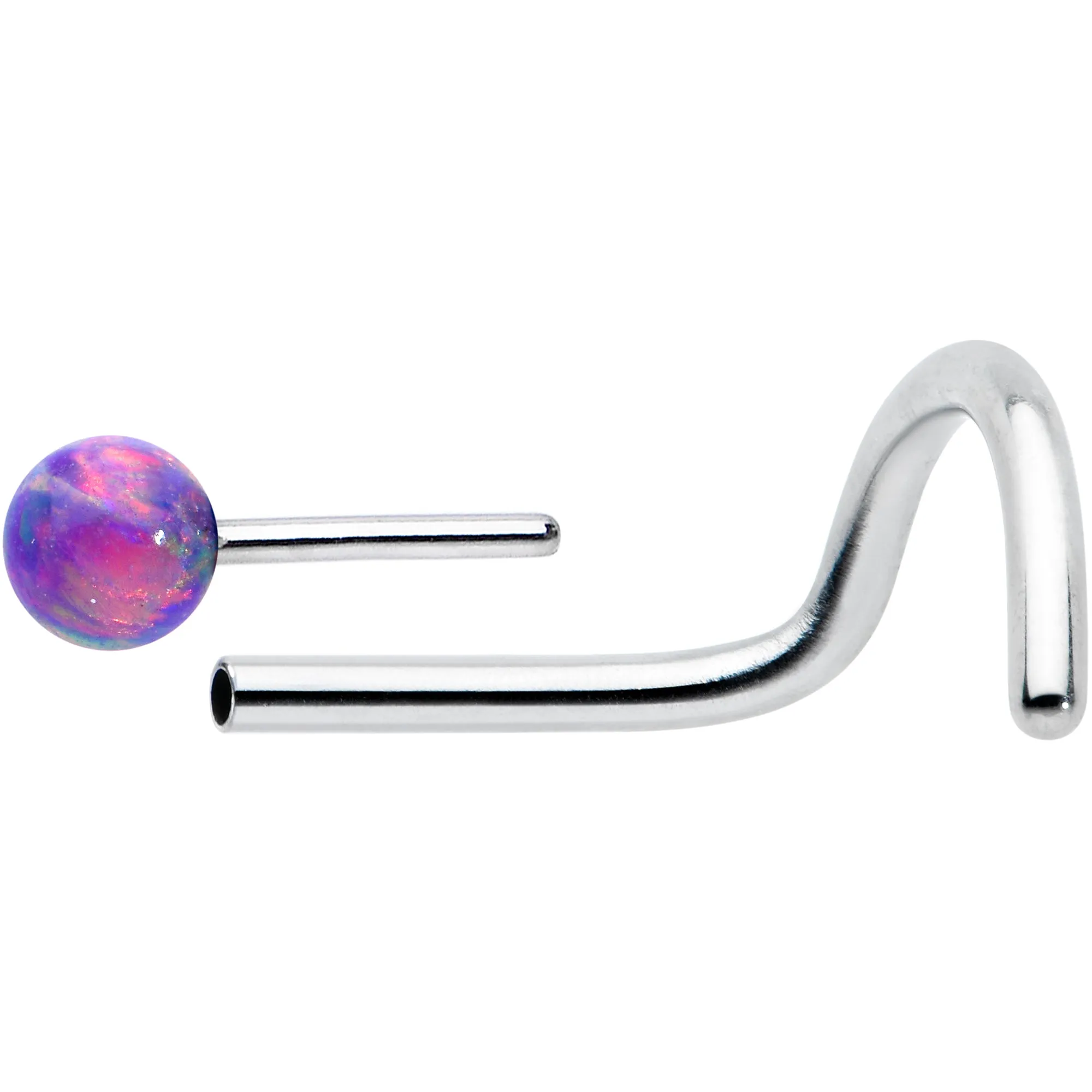 20 Gauge 1/4 Purple Synth Opal G23 Titanium Threadless Left Nose Screw