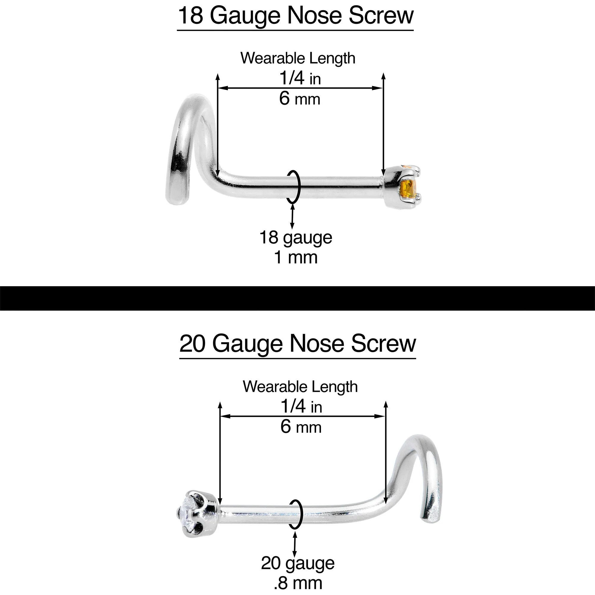 20 Gauge 1/4 Purple Synth Opal G23 Titanium Threadless Left Nose Screw