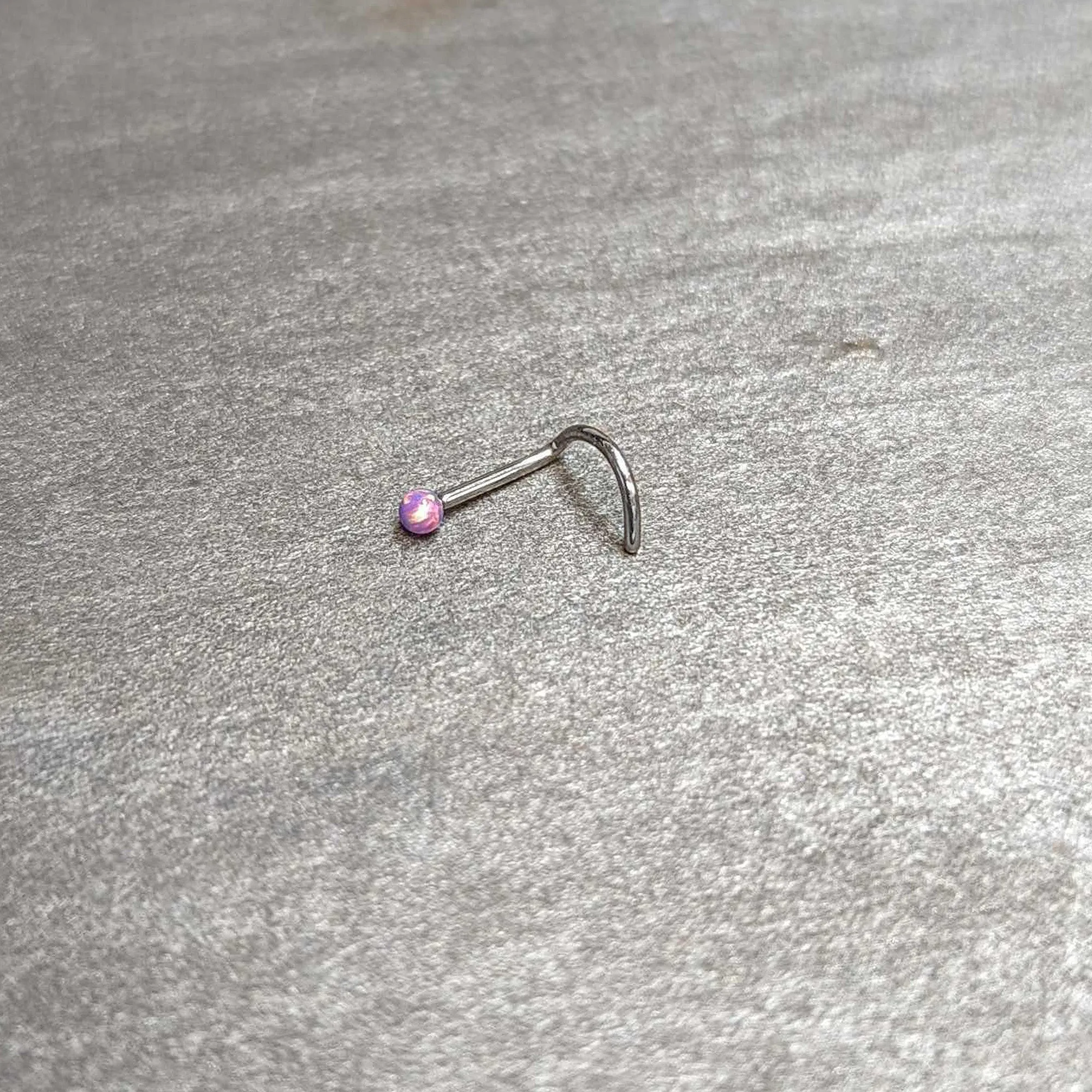 20 Gauge 1/4 Purple Synth Opal G23 Titanium Threadless Left Nose Screw