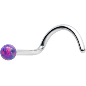 20 Gauge 1/4 Purple Synth Opal G23 Titanium Threadless Left Nose Screw
