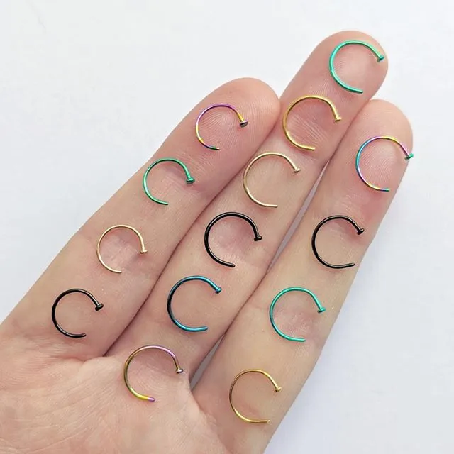 20 Gauge 5/16 Yellow Anodized Titanium Nose Hoop
