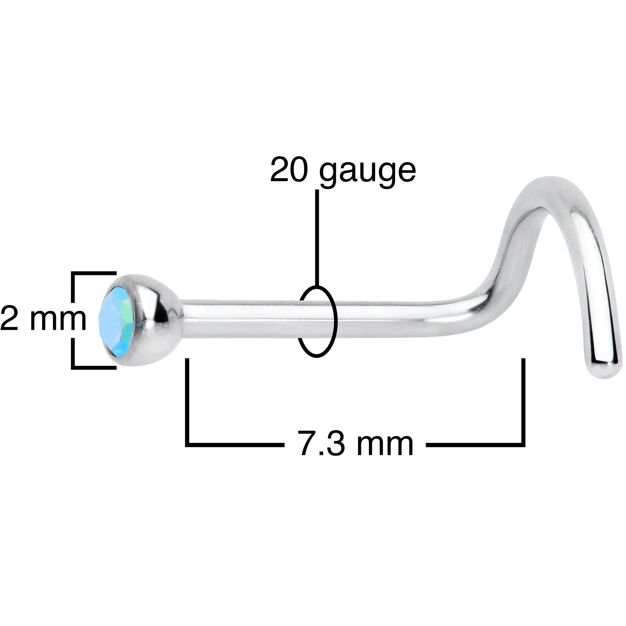 20 Gauge Aurora 2mm Grade 23 Titanium Press Fit Left Side Nose Screw