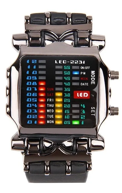 2018 new brand TVG Rubber Band waterproof cool geek LED Digital Sports Watches Black Men Luxury Fashion Binary Gift Clock Watch
