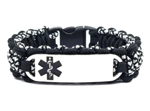275 Paracord Medical Alert Bracelet for Kids & Adults – Custom Engraved Stainless Steel ID Tag w/ Black Medical Symbol