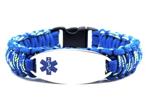 275 Paracord Medical Alert Bracelet for Kids & Adults – Custom Engraved Stainless Steel ID Tag w/ Blue Medical Symbol