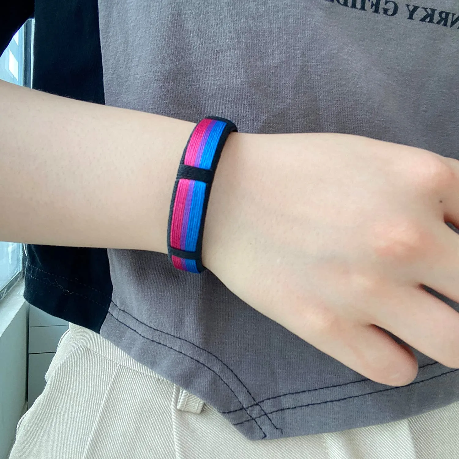 2Pcs Rainbow Bracelets For LGBT Nylon Adjustable Wristband