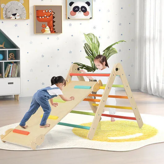 3-in-1 Climbing Set Foldable and Adjustable Kids Triangle Set-Multicolor - Color