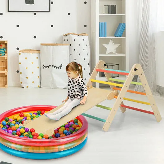 3-in-1 Climbing Set Foldable and Adjustable Kids Triangle Set-Multicolor - Color