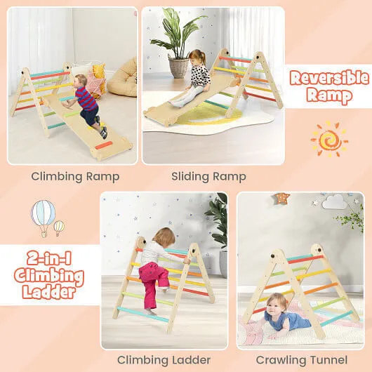 3-in-1 Climbing Set Foldable and Adjustable Kids Triangle Set-Multicolor - Color
