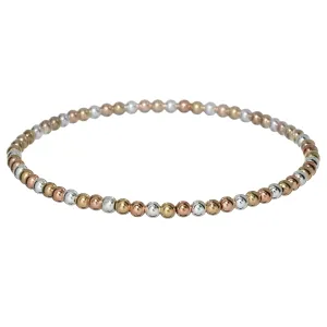 3-TONE 3mm | Yellow and Rose Gold Filled and Silver Classic Beads Bracelet