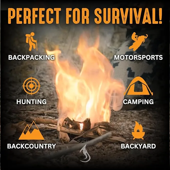 3" Ferro Rod Fire Starter Survival Tool | 3,500  Strikes, High Visibility Paracord Lanyard, Windproof & Waterproof Flint and Steel, Camping and Survival Fire Starter