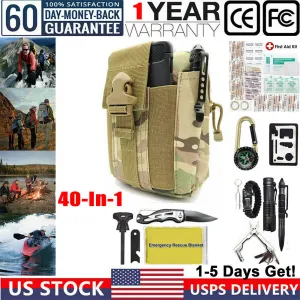 40 in 1 Bug Out Bag Survival Kit Emergency Tactical Backpack Prepper First Aid