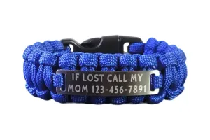 550 Paracord Bracelet with Custom Engraved Stainless Steel ID Tag