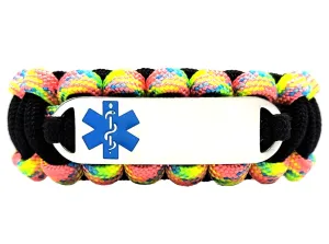 550 Paracord Medical Alert Bracelet – Custom Engraved Stainless Steel ID Tag w/ Ocean Blue Medical Symbol