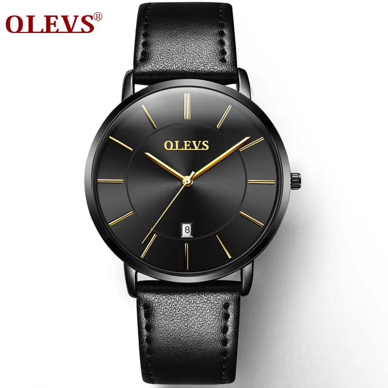 60%OFF OLEVS Men Ultra thin Watches Quartz Mens Watch Top Brand Luxury Auto Date Business Waterproof Leather Sports Wristwatch