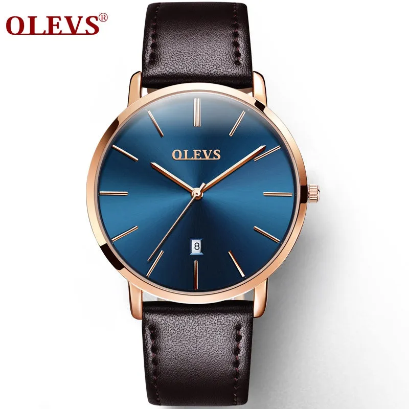 60%OFF OLEVS Men Ultra thin Watches Quartz Mens Watch Top Brand Luxury Auto Date Business Waterproof Leather Sports Wristwatch