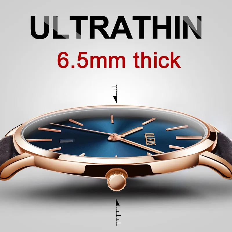 60%OFF OLEVS Men Ultra thin Watches Quartz Mens Watch Top Brand Luxury Auto Date Business Waterproof Leather Sports Wristwatch